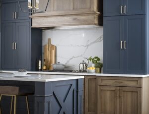 Blue and Hickory Kitchen with Dura Supreme Cabinetry