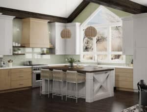 Green and Cashew Maple Kitchen with Dura Supreme Cabinetry