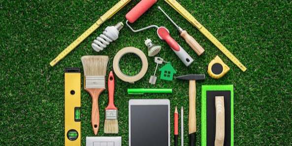 woodmart_blog_tools_as_house Tools arranged in the shape of a house